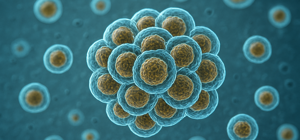 Cellule staminali in coltura, utilizzate per il trapianto nel trattamento dell’ictus ischemico.