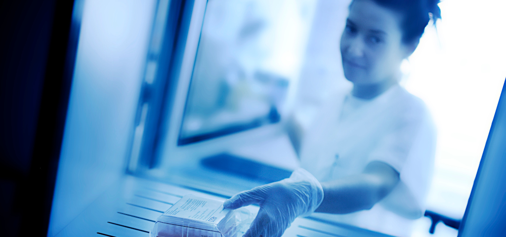 Campione di sangue cordonale conservato in biobanca per cellule staminali utilizzate nella medicina rigenerativa e fertilità