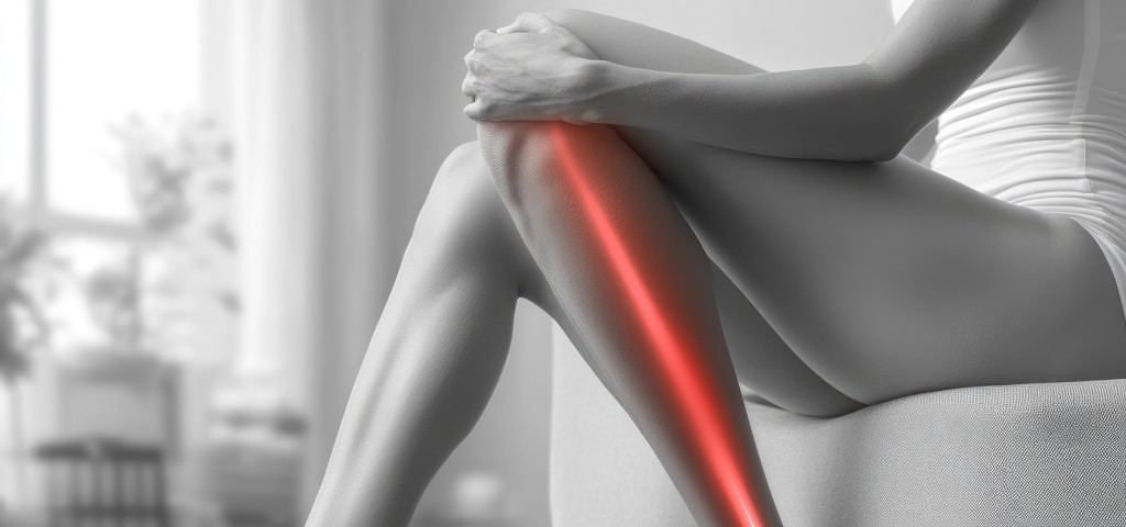 Persona con dolore al ginocchio causato da infiammazione articolare associata ad artrite reumatoide e altre malattie autoimmuni trattabili con cellule staminali.
